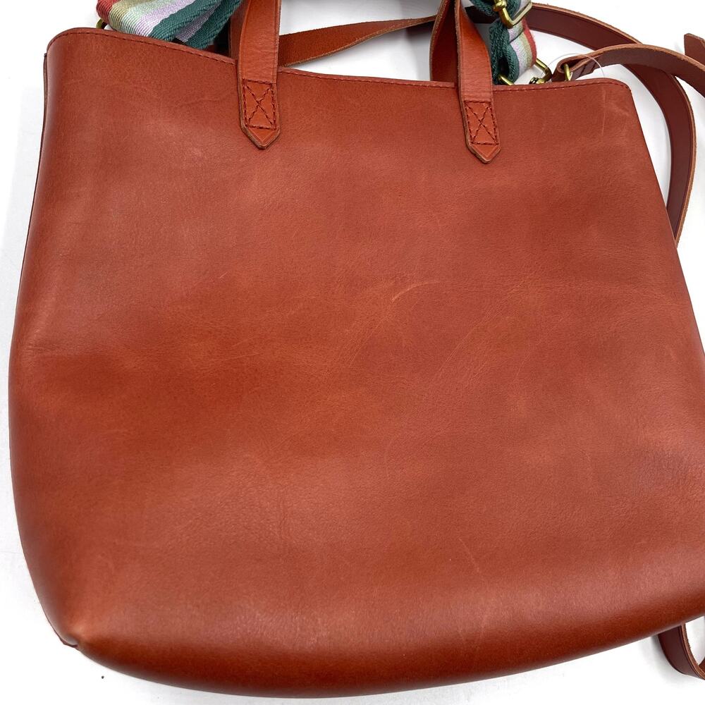 Madewell Small Transport Crossbody Tote Bag Brown Nubuck Leather Rainbow Strap - Picture 3 of 11